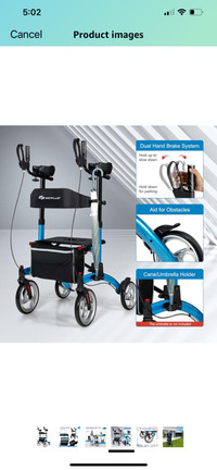 Goplus Upright Rollator Walker with Seat - by Superbuy