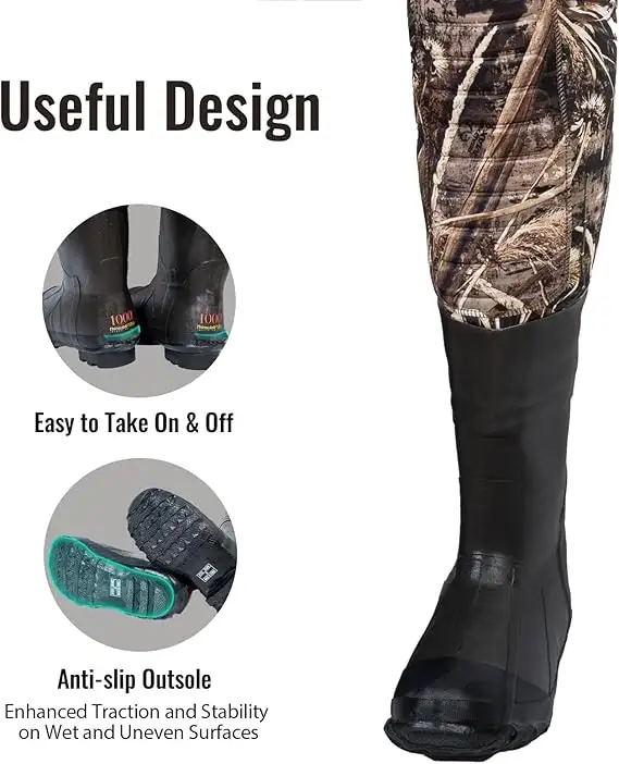 Hunting Waders with 1000G Insulation Rubber Boots US9 in Fishing, Camping & Outdoors in Markham / York Region - Image 5