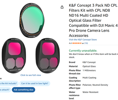 K&F Concept 3 Pack ND CPL Filters Kit For DJI Mavic 4 Pro Drone, View more