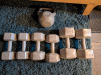 Dumbbell Weights and Kettlebell