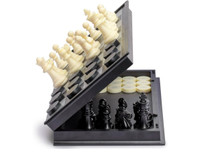 Magnetic chess & checkers board game set