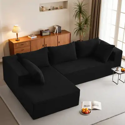 Spacious Black Sectional Couch | Relaxed, Clean & Stylish, View more