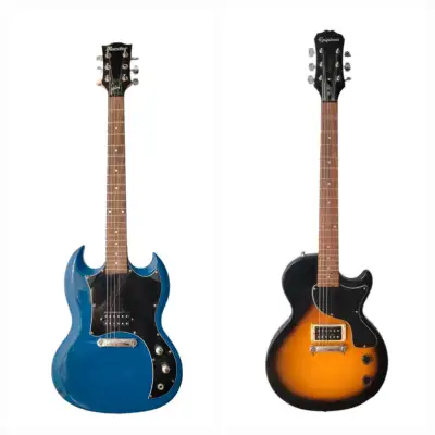1) Maestro by Gibson - 6-String Double-Cutaway Electric Guitar - Blue Missing two strings. Price: $2...