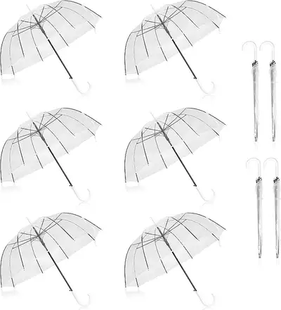NEW Clear Bubble Umbrellas Canopy Transparent Stick Auto Open Wi, View more