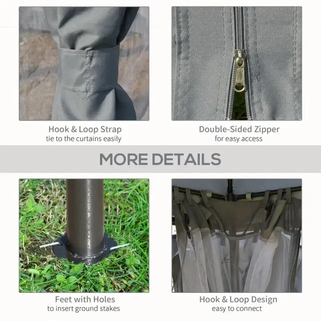 12' x 12' Outdoor Gazebo Canopy, Dome Patio Gazebo Netting Sidew in Patio & Garden Furniture in Markham / York Region - Image 6