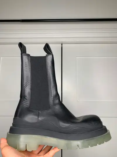 Bottega Veneta Tire Lug Leather Black Chelsea Boots, View more