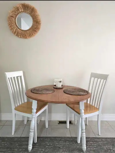 Round Wooden Dining Table + 2 Chairs – Move Out Sale, View more