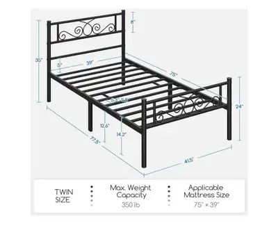 Twin bed frame, View more