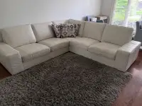Cream leather sectional sofa 
