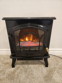 Compact Electric Fireplace Heater with Realistic Flame
