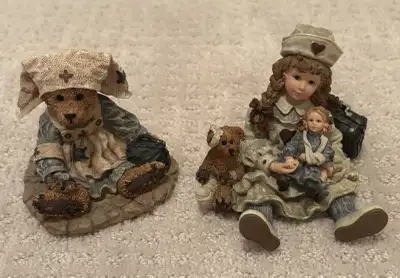 BOYD’s BEARS  2 figurines / clear glass cat ornament, View more