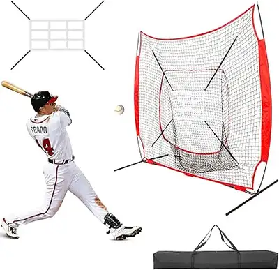 Brand New 7x7 ft Baseball Practice Net, Bonus Strike Zones, View more