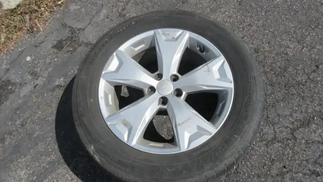 Subaru alloy rims 5x100 225 60 R17 + Michelin Defender all seaso in Tires & Rims in Ottawa - Image 2