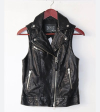 Pre-loved aritzia leather moto  Mackage vest in size small 