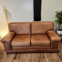 2 Seater brown leather sofa including DELIVERY