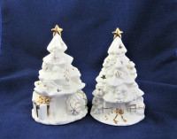 Vtg Lenox White Porcelain Christmas Tree Candle Holders $80 Each