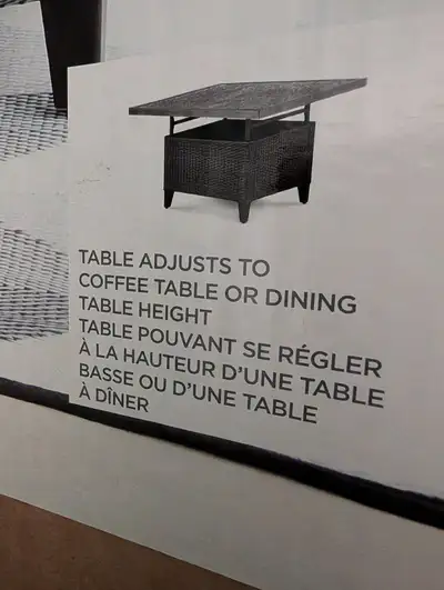Adjustable Wicker Coffee and Dining Table, View more