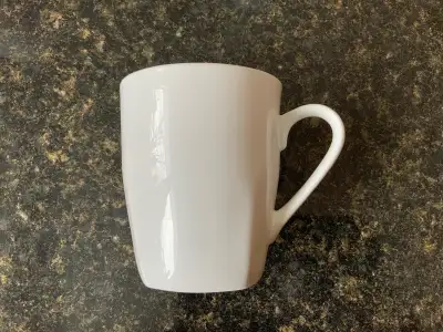 We’re downsizing and selling these sleek contemporary style Roscher Brand Bone China mugs. Microwave...