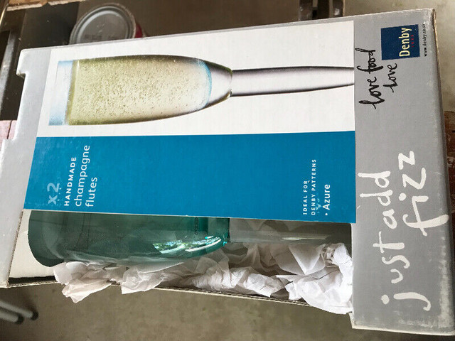 Denby blue champagne flutes in Kitchen & Dining Wares in Winnipeg