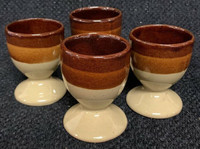 3 Tone Brown Pottery Egg Cups