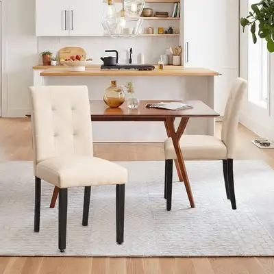 Button-Tufted Faux Leather Dining Chairs, View more