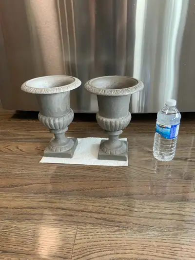 Urns  Set Of 2 Solid Metal Heavy *Professionally Sandblasted, View more