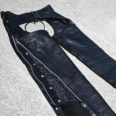 Chaps de motard pour femme de marque First Classic Grandeur XXS Chaps en cuir de vache de qualité su...