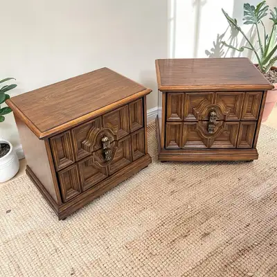 vintage solid wood nightstands, View more