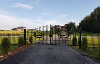 Driveway gates, dual swing gates, fence, walk gates and accessor