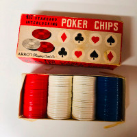 1960 Vintage 100 Standard Interlocking Poker Chips made by ARRCO