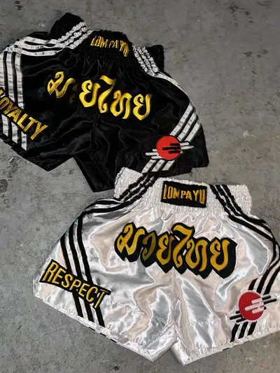 Lom payu kickboxing shorts white & black, View more