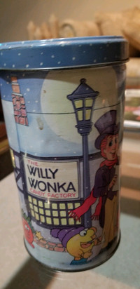 Vintage Willy Wonka and the Chocolate Factory Metal Tin Can 