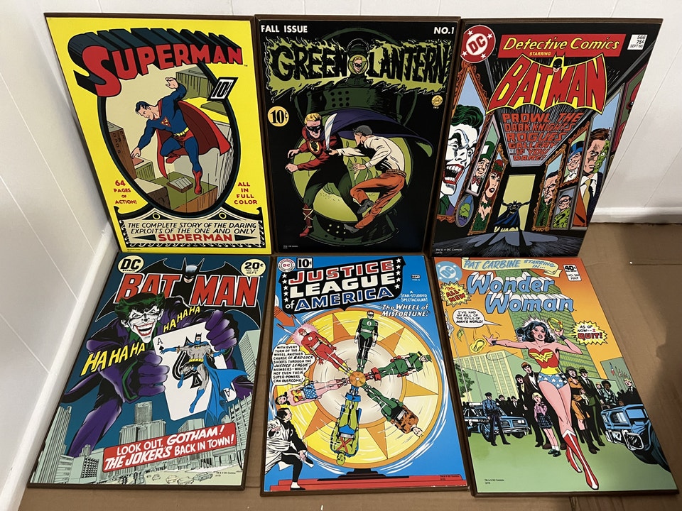 3 Lots: Marvel & DC Classic Comic Covers Wood Laminate & Canvas | Arts ...