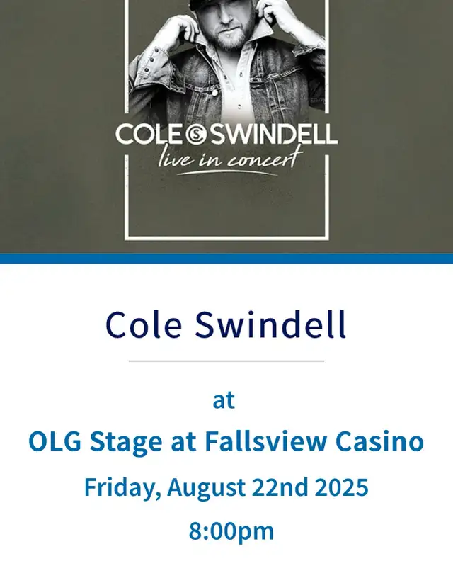 Cole Swindell 2 Tickets at OLG in Niagara Falls63611973927553120