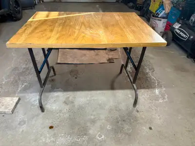Folding table made from half of an old kitchen table. measures30 inches x 40 inches and is 29 1/2 in...