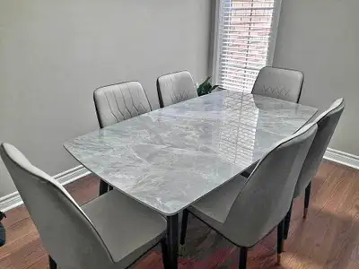 6 Seater marble dining set, View more