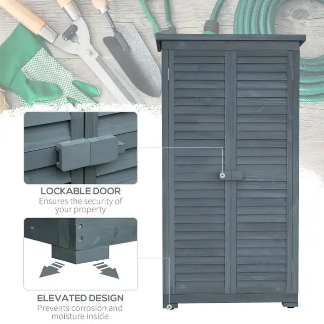 Wooden Tool Storage Shed, 3-Tier Shelves, Asphalt Roof, in Outdoor Tools & Storage in Markham / York Region - Image 6