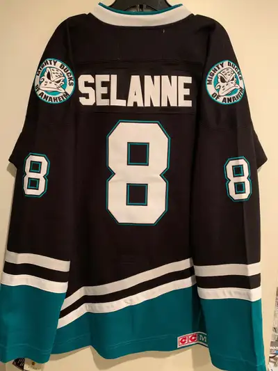 Teemu Selanne Anaheim Mighty Ducks Jersey. Rare black jersey. Never worn, Brand New, mens XL size. N...