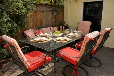 Glass Patio Set with 4 chairs , View more