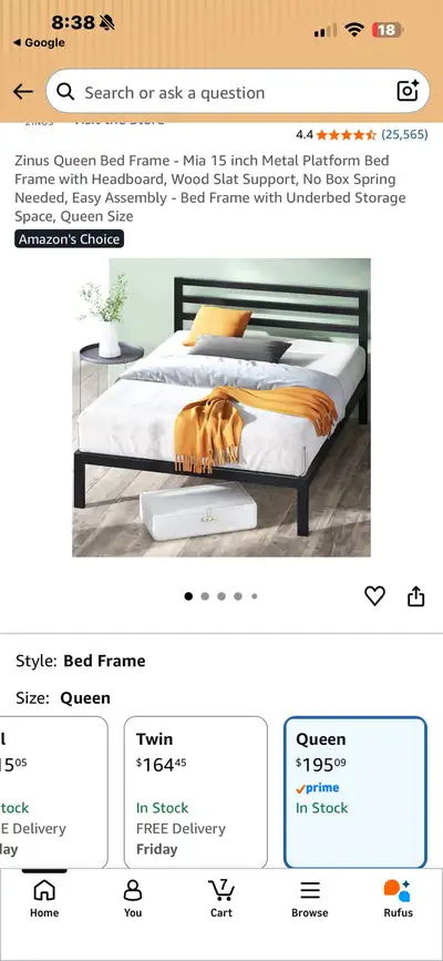 Queen Bed Frame and Mattress, View more
