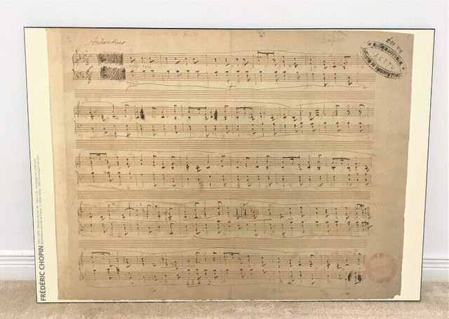 Large Size Laminated Autograph Manuscript Beethoven & Chopin in Arts & Collectibles in Ottawa - Image 3
