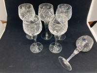 Lot de 6 coupes verres vintage à vin cristal taillé pinwheel