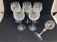 Lot de 6 coupes verres vintage à vin cristal taillé pinwheel