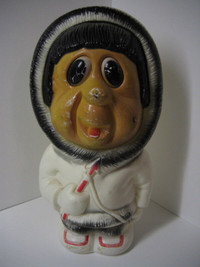 VINTAGE PLASTIC COIN BANK MADE IN CANADA BY RELIABLE ESKIMO HOL