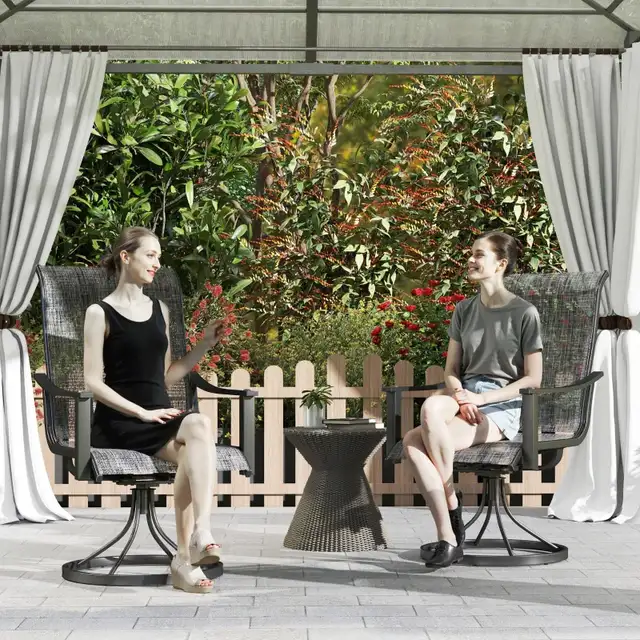 2pc Rocking Swivel Patio Chairs, Mesh Outdoor Swivel Dining in Chairs & Recliners in Markham / York Region - Image 9