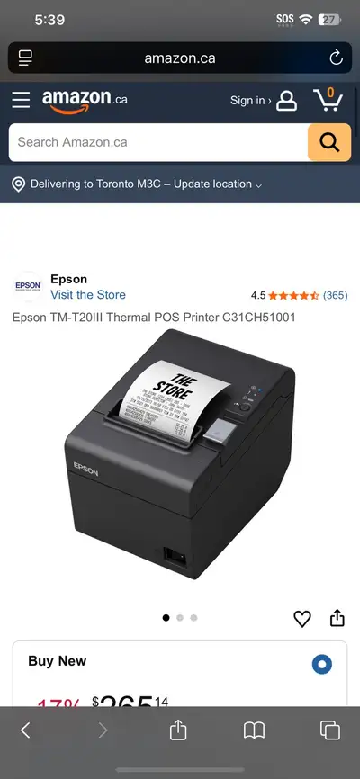 Epson TM-T20III Thermal POS Printer, View more