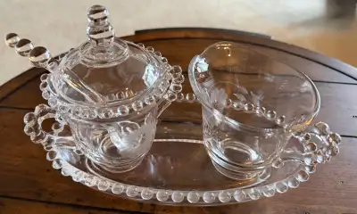 Vintage Hughes “Cornflower” Sugar and Cream Set, View more