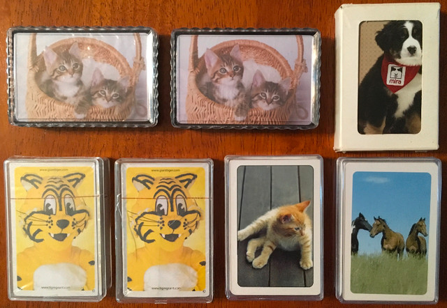 Lot de 7 jeux de cartes à jouer (chat, chien,cheval,Tigre géant) dans Jouets et jeux  à Trois-Rivières