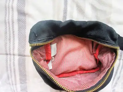 Waist Bag — Black w/ Red Stripe Lining & Gold Zipper — $15, View more