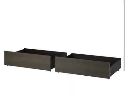 MALM Underbed storage box for high bed, dark brown veneer, Queen, View more
